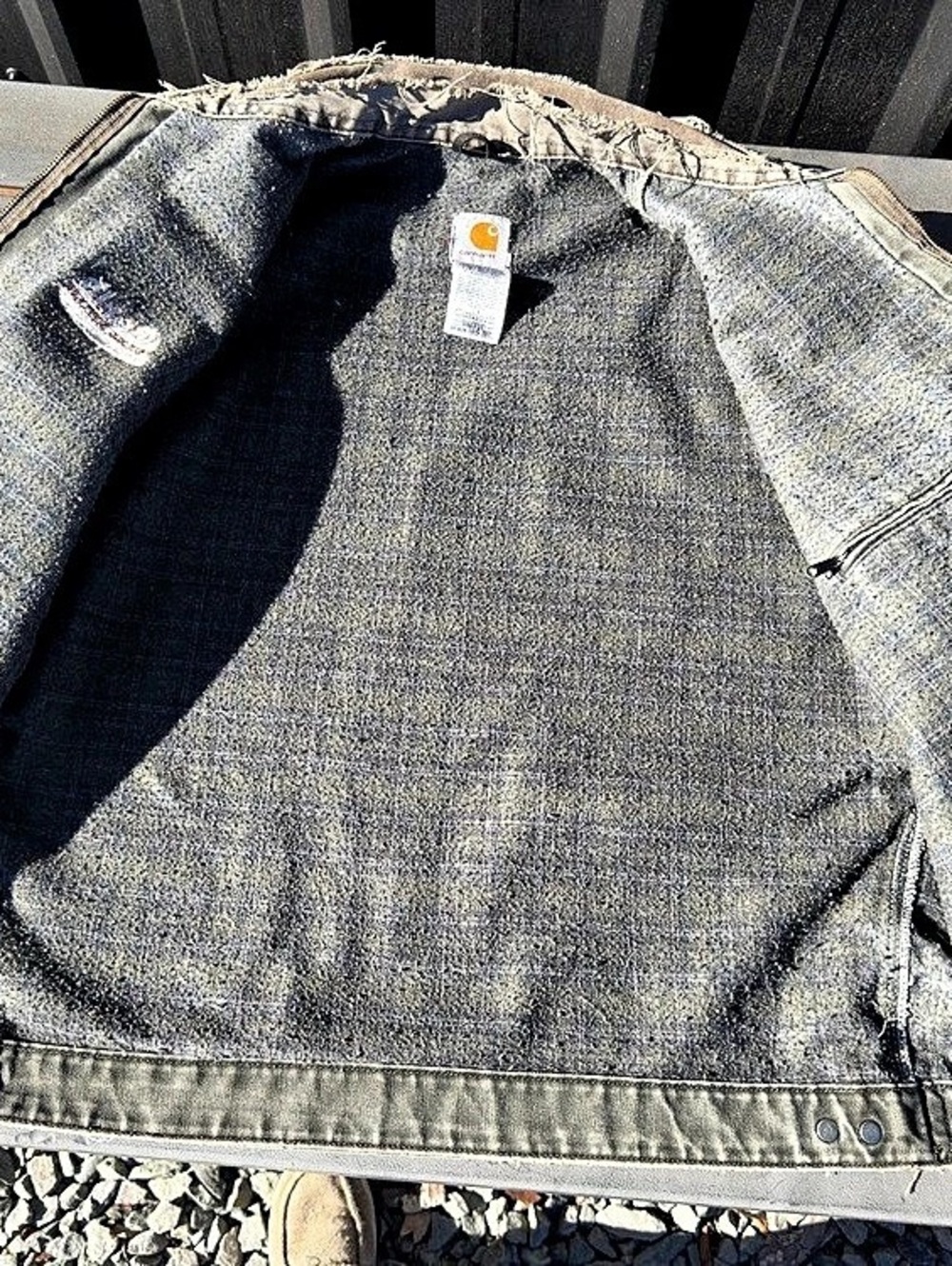Vintage Carhartt J97 MOS Detroit Jacket – Sun-Faded Gray / Green Plaid - Picture 6 of 7